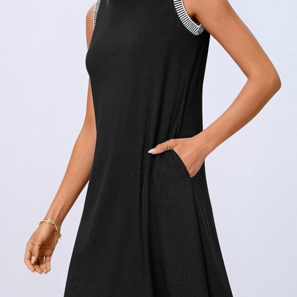 Women's 2025 Summer Casual Sundress Beach Vacation Sleeveless Tank Crewneck Cove - Picture 2 of 6